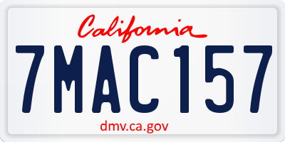 CA license plate 7MAC157
