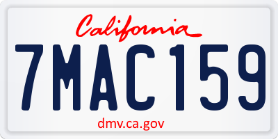 CA license plate 7MAC159