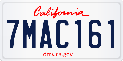 CA license plate 7MAC161