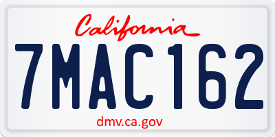 CA license plate 7MAC162