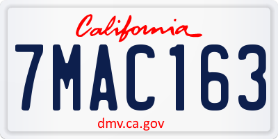 CA license plate 7MAC163