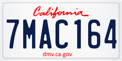 CA license plate 7MAC164