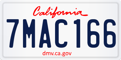 CA license plate 7MAC166