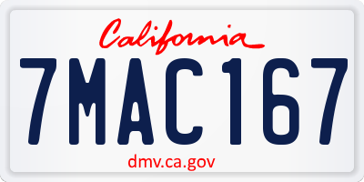 CA license plate 7MAC167