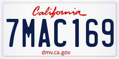 CA license plate 7MAC169