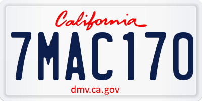 CA license plate 7MAC170