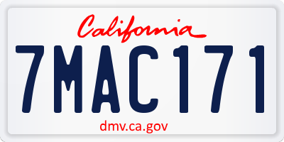 CA license plate 7MAC171