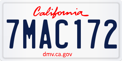 CA license plate 7MAC172