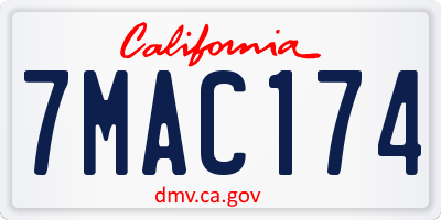 CA license plate 7MAC174