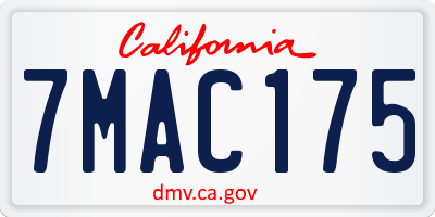 CA license plate 7MAC175