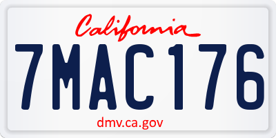 CA license plate 7MAC176