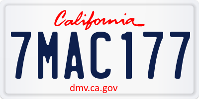 CA license plate 7MAC177