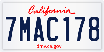 CA license plate 7MAC178