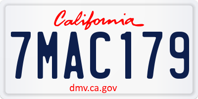CA license plate 7MAC179