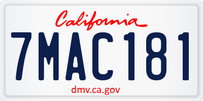 CA license plate 7MAC181