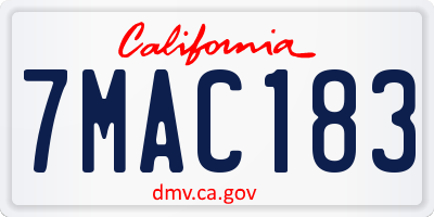 CA license plate 7MAC183