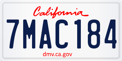 CA license plate 7MAC184