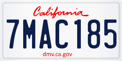CA license plate 7MAC185