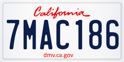 CA license plate 7MAC186