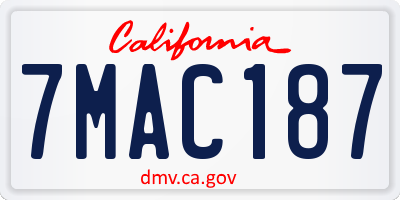 CA license plate 7MAC187