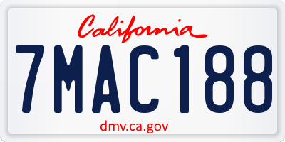CA license plate 7MAC188