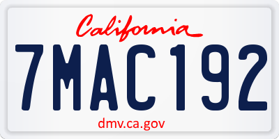 CA license plate 7MAC192