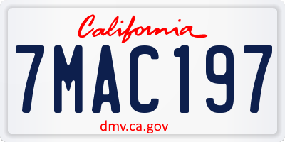 CA license plate 7MAC197
