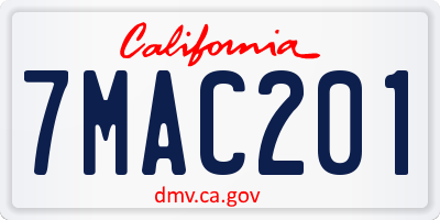 CA license plate 7MAC201