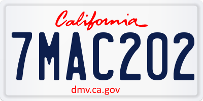CA license plate 7MAC202