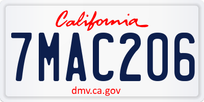 CA license plate 7MAC206