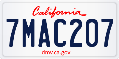 CA license plate 7MAC207