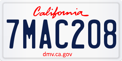 CA license plate 7MAC208