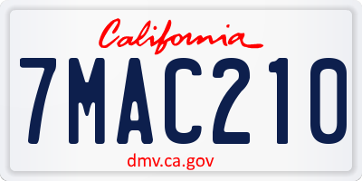 CA license plate 7MAC210