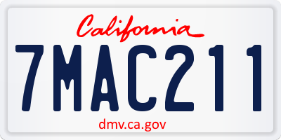 CA license plate 7MAC211
