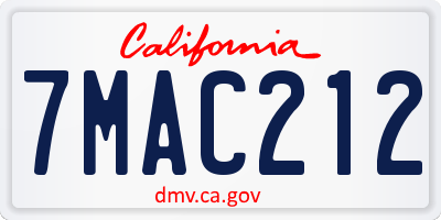 CA license plate 7MAC212