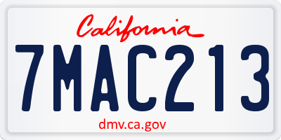 CA license plate 7MAC213