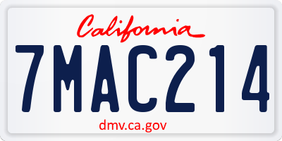 CA license plate 7MAC214