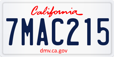 CA license plate 7MAC215