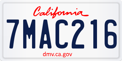 CA license plate 7MAC216