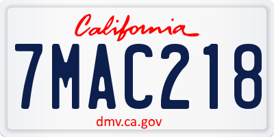 CA license plate 7MAC218