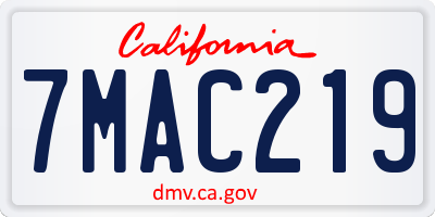 CA license plate 7MAC219