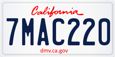 CA license plate 7MAC220