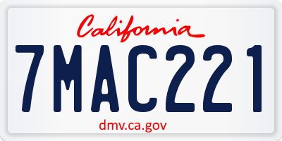 CA license plate 7MAC221
