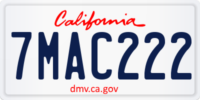 CA license plate 7MAC222