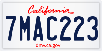 CA license plate 7MAC223