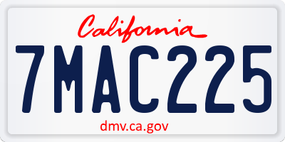 CA license plate 7MAC225