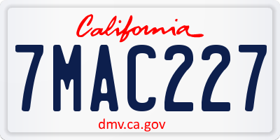CA license plate 7MAC227