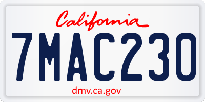 CA license plate 7MAC230