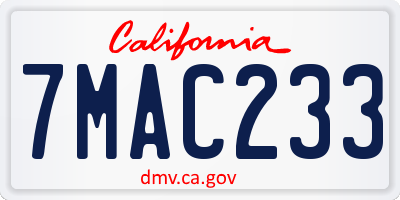 CA license plate 7MAC233