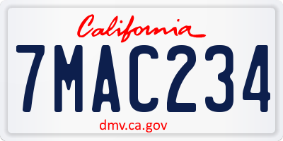 CA license plate 7MAC234